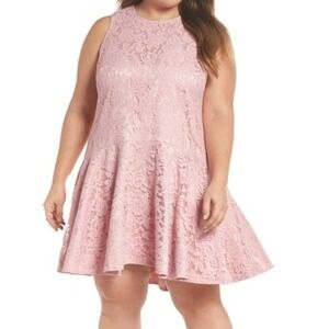 Eliza J  Dress Blush Floral Lace  Cocktail Party‎  Evening 16W NWT